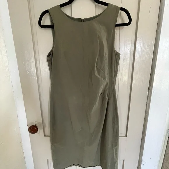 Sage Olive Green Sleeveless Sheath Midi Dress for Office Work Business Casual - Picture 3 of 9